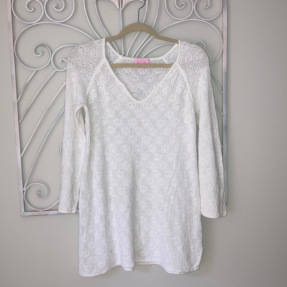 Lilly Pulitzer Lg. 100% Cotton Beach Cover Up perfect condition or long sweater